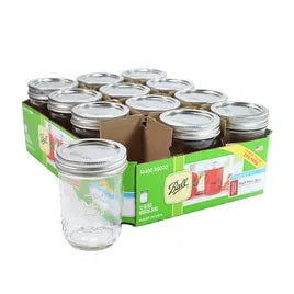 Jar & Lid Combo 8 OZ Glass Metal Mason 12/Case