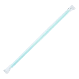 Giant Straw 0.314X9 IN Plastic Teal Paper Wrapped 2500/Case