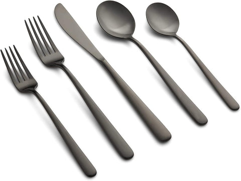 Cambridge Silversmiths Lorenn Black Satin 20-Piece Flatware Set, Service for 4