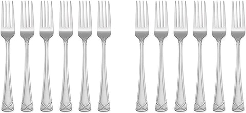 Hampton Forge Evansvile Frosted Set of 6 Dinner Forks, 0.55 LB, Metallic (Pack of 2)