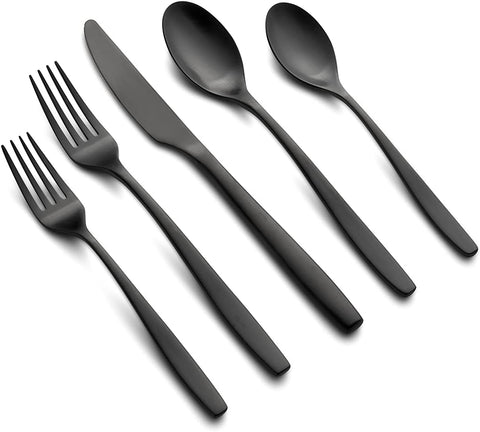 Cambridge Silversmiths Averie Black Satin 20-Piece Flatware Set, Service for 4