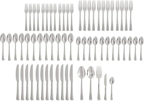 Oneida Chroma 65 Piece Fine Flatware Set, Service for 12, 18/10 Stainless Steel, Silverware Set, Dishwasher Safe