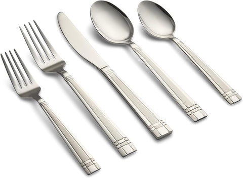 Cambridge Silversmiths Axis Sand 20-Piece Flatware Set, Service for 4,Silver