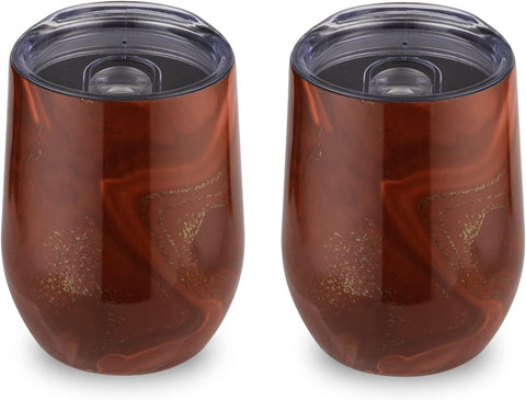 Cambridge Silversmiths Red Set of 2 12oz Insulated Geode Wine Tumblers, 0