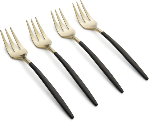 Cambridge Silversmiths Gaze Black & Champagne Cocktail Forks, Set of 4, 0, Two-Tone Satin