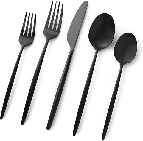 Cambridge Silversmiths Gaze Black Satin 20 Piece Flatware Set, Service for 4, silver