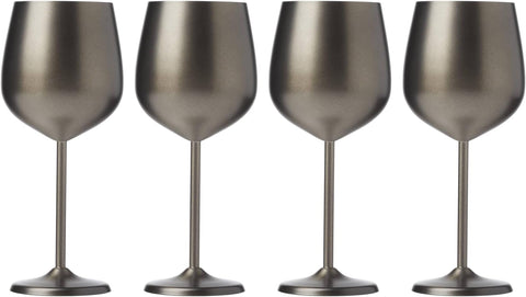 Cambridge Silversmiths 4 Piece Set of 18 oz Brushed Black All Purpose Single Wall Wine Glasses