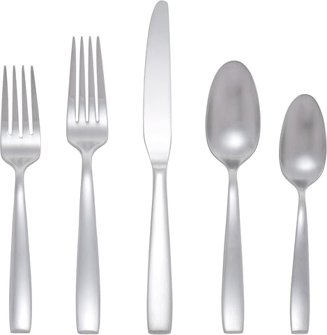 Oneida Everdine 45 Piece Everyday Flatware, Service for 8, 18/0 Stainless Steel, Silverware Set, Dishwasher Safe, Silver