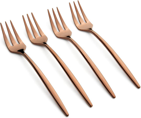 Cambridge Silversmiths Copper Mirror Gaze Cocktail Forks, Set of 4, 0