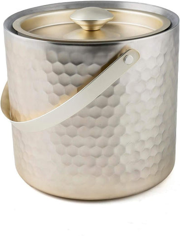 Cambridge Silversmiths Insulated Gold Faceted Ice Bucket, 3-Quart Capacity, Mulitcolored