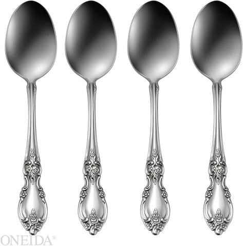 Oneida Louisiana Fine Flatware Dinner Spoons, Set of 4, 18/10 Stainless Steel