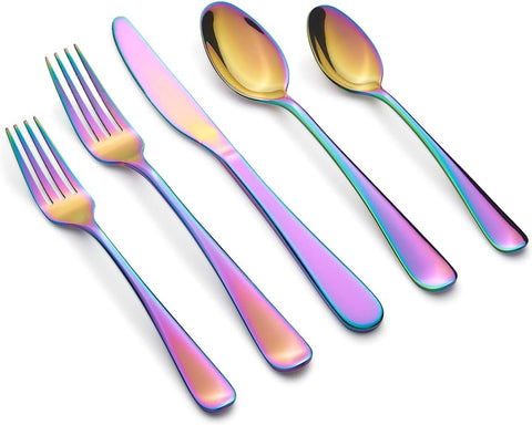 CAMBRIDGE Silversmiths Rhiannon Rainbow Mirror 20-Piece Flatware Set, Service for 4