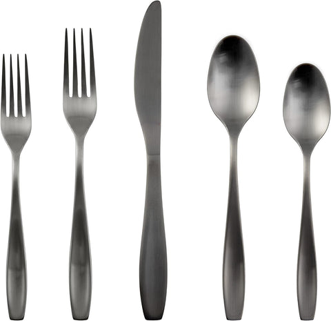 Cambridge Silversmiths January Black Satin 20-Piece Flatware Set, Service for 4