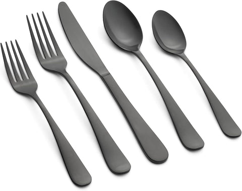 Cambridge Silversmiths Rhiannon Black Satin 20-Piece Flatware Set, Service for 4