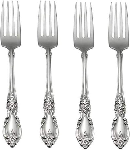 Oneida Louisiana Fine Flatware Dinner Forks, Set of 4, 18/10 Stainless Steel