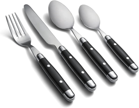 Cambridge Silversmiths 16 Piece Jubilee Flatware Set, Black