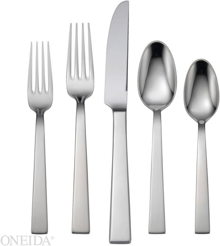 Oneida Aero 5 Piece Fine Flatware Set, Service for 1 18/10 Stainless Steel, Silver