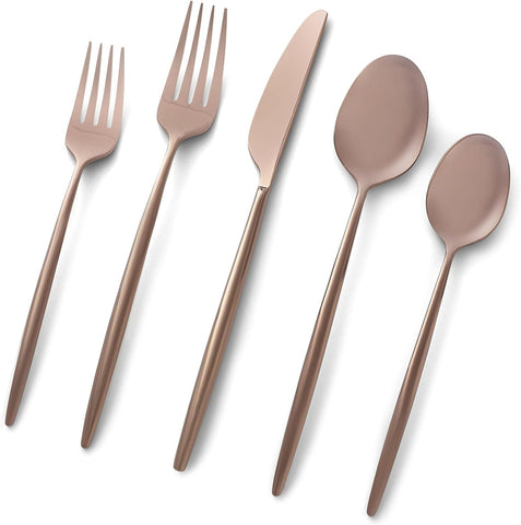 Cambridge Silversmiths Gaze Copper Mirror 20 Piece Flatware Set, Service for Four