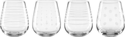 Oneida Mingle Stemless Wine Glasses, Set of 4, 4 Count, Clear