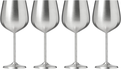 Cambridge Silversmiths 4 Piece Set of 18 oz Stainless Steel All Purpose Single Wall Wine Glasses