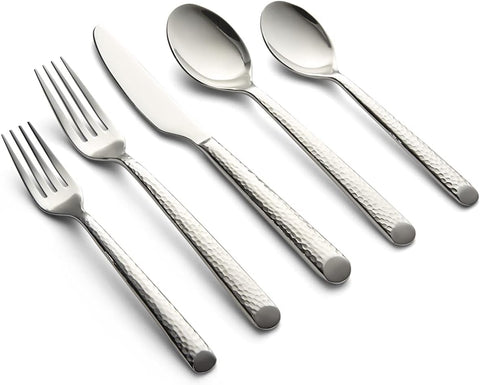 Cambridge Silversmiths Mirror 20-Piece Elsa Hammered Flatware Set, Service for 4