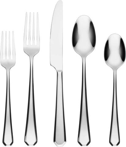 Cambridge Mirror Geo Piece Flatware Set, 20 Count