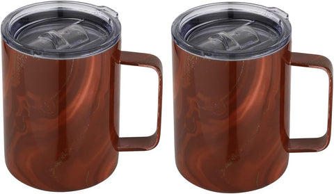 Cambridge Silversmiths Red Set of 2 16oz Insulated Geode Coffee Mugs, 0