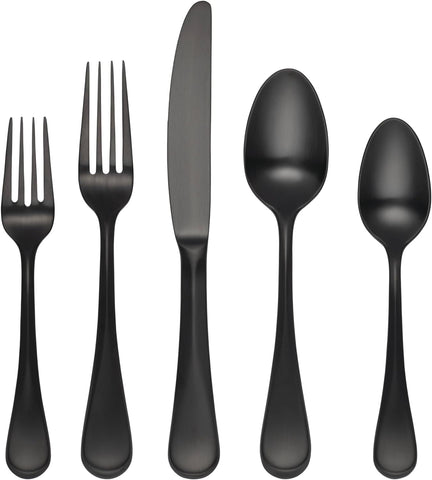 Cambridge Eloquence Black Satin Piece Flatware Set, 20 Count, No Color