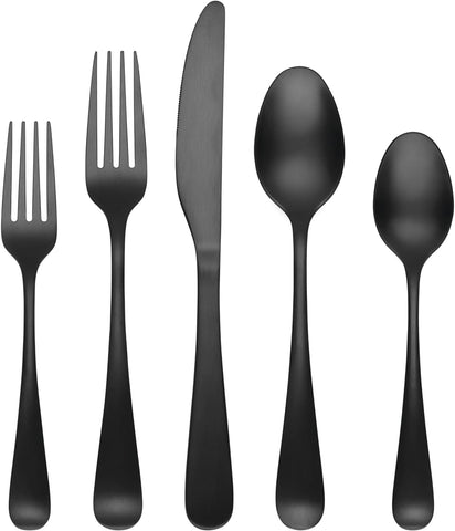 Cambridge Black 45-Piece Flatware Set Rhiannon Satin