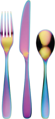 Cambridge Eliana Rainbow Piece Flatware Set, 12 Count, Black