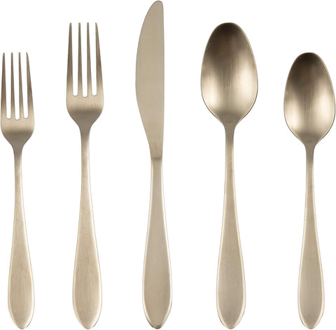 Cambridge Silversmiths Delia Champagne Satin 20 Piece Flatware Set, Service for Four