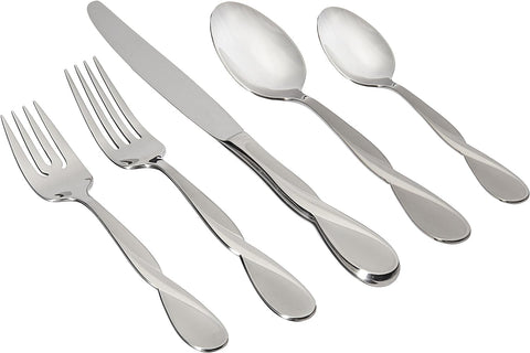 Oneida Satin Aquarius 5 Piece Fine Flatware Set, Service for 1 18/10 Stainless Steel, Silver