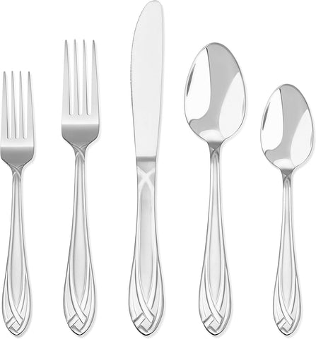 Hampton Forge Lace Frosted Flatware Set, Service for 8, Metallic