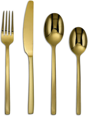 Cambridge Silversmiths Gold Beacon Satin 16 Piece Flatware Set, Service for 4