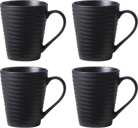 Oneida 895943 Ridge Black Mugs, Set Of 4