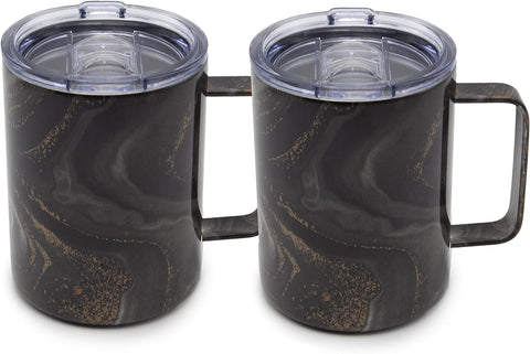 Cambridge Silversmiths Black Set of 2 16oz Insulated Geode Coffee Mugs, 0