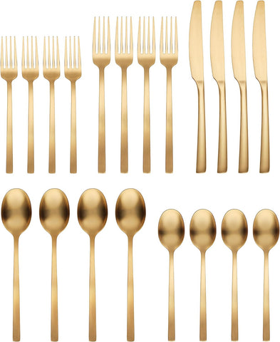 Cambridge 20-Piece Flatware Set, Gold Beacon Satin