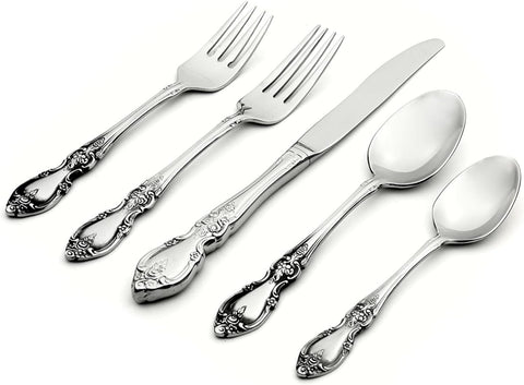 Oneida Louisiana 45 Piece Fine Flatware Set 18/10 Stainless Steel, Service for 8, Silver