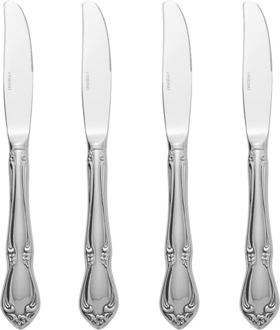 Oneida Chateau Fine Flatware Dinner Knives, Set of 4, 18/10 Stainless Steel