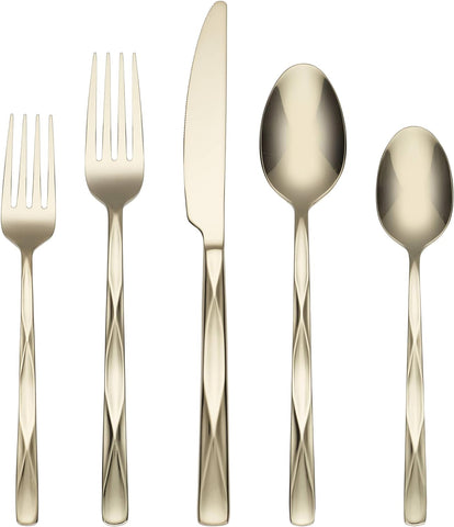 Cambridge Ayden Champagne Mirror Piece Flatware Set, 20 Count, Metallic