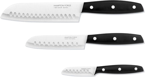 Hampton Forge ? Mirage ? 3 Piece Santoku Knife ? Black