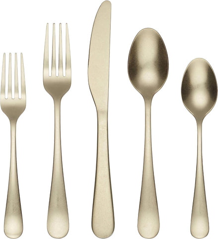 CAMBRIDGE Rhiannon Champagne Rumble Piece Flatware Set, 20 Count, No Color