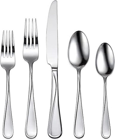 Oneida Soar 65Pc Flatware Set, 65 Count, Metallic