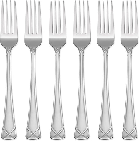 Hampton Forge Evansvile Frosted Set of 6 Dinner Forks, 0.55 LB, Metallic