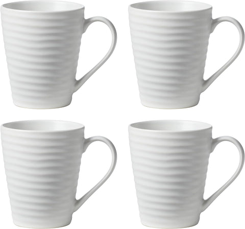 Oneida 895944 Ridge White Mugs, Set Of 4