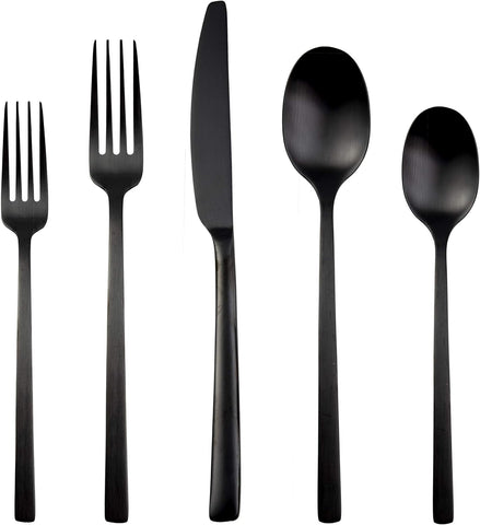 Cambridge Silversmiths Beacon Flatware Silverware Set, Black Satin, Service for 4, Includes Forks/Spoons/Knives, 20 Piece