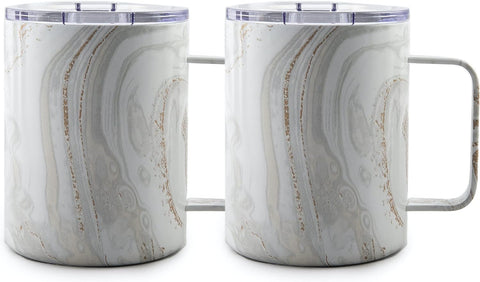 Cambridge Silversmiths White Set of 2 16oz Insulated Geode Coffee Mugs, 0