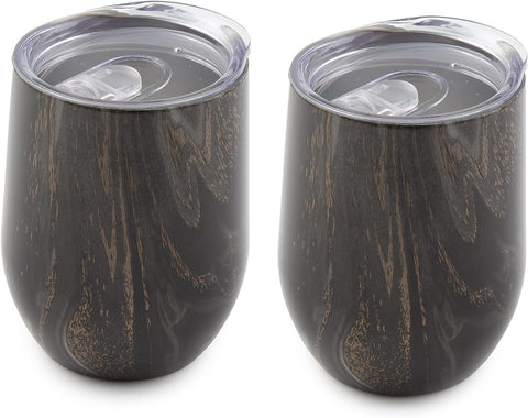 Cambridge Silversmiths Black Set of 2 12oz Insulated Geode Wine Tumblers, 0