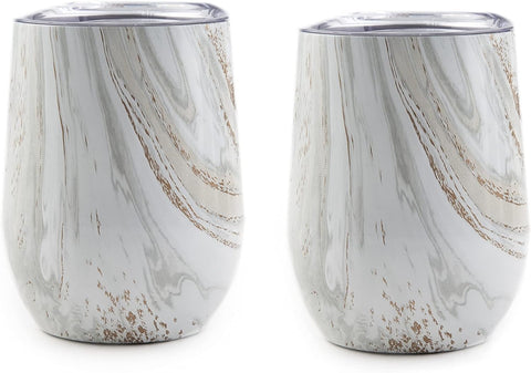 Cambridge Silversmiths White Set of 2 12oz Insulated Geode Wine Tumblers, 0