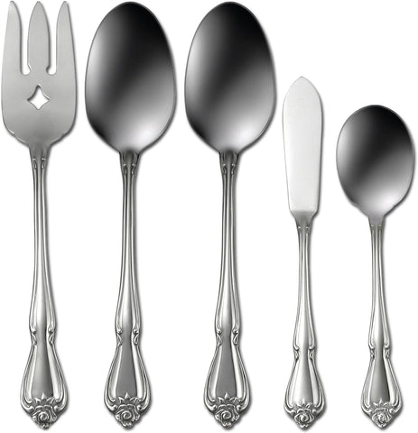 Oneida True Rose 5 Piece Everyday Flatware Serving Set